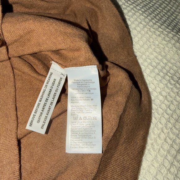 J. Crew Tan Knit Sweater with Neck Tie 100% Cotton - Picture 3 of 3